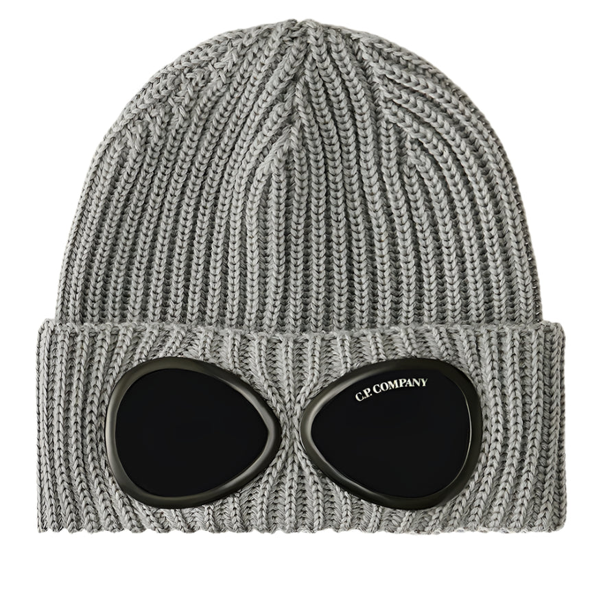 Goggle Beanie Hat in Extra Fine Merino Wool Griffin Grey