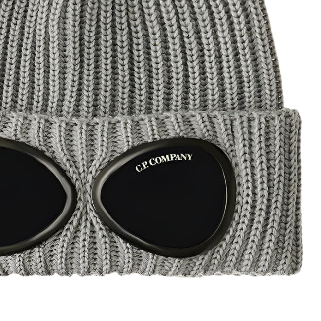 Goggle Beanie Hat in Extra Fine Merino Wool Griffin Grey