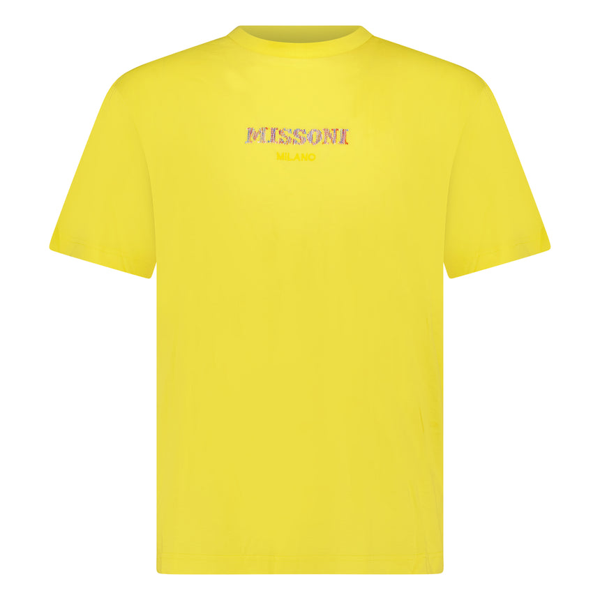 Farbige Stickerei Logo T-Shirt Gelb
