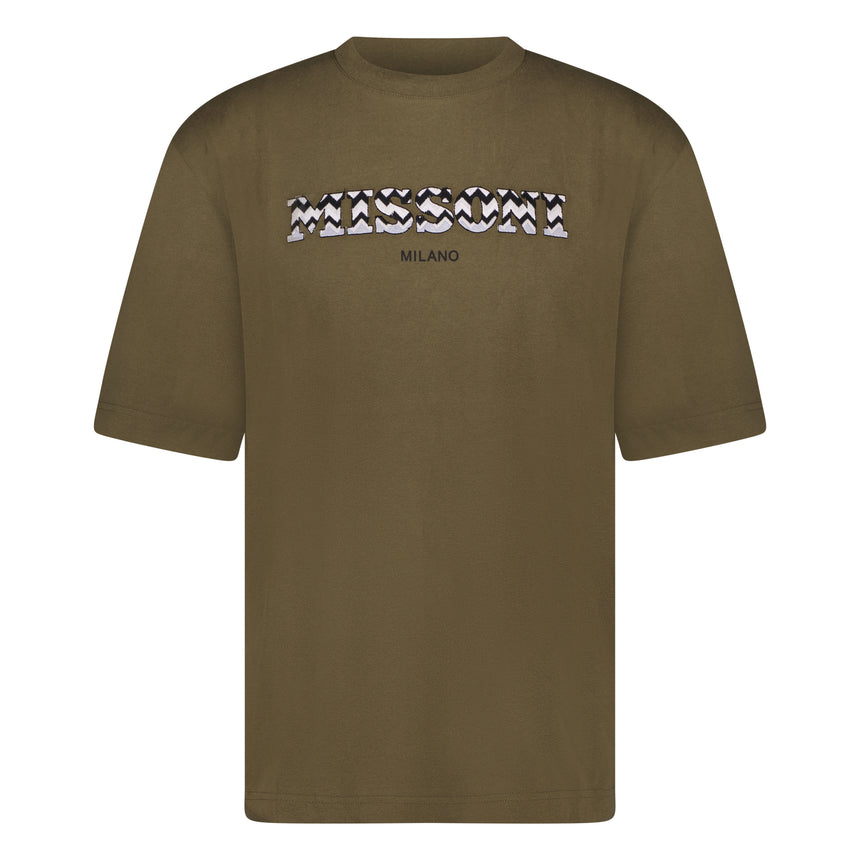 Logo-Stickerei T-Shirt Khaki Grün
