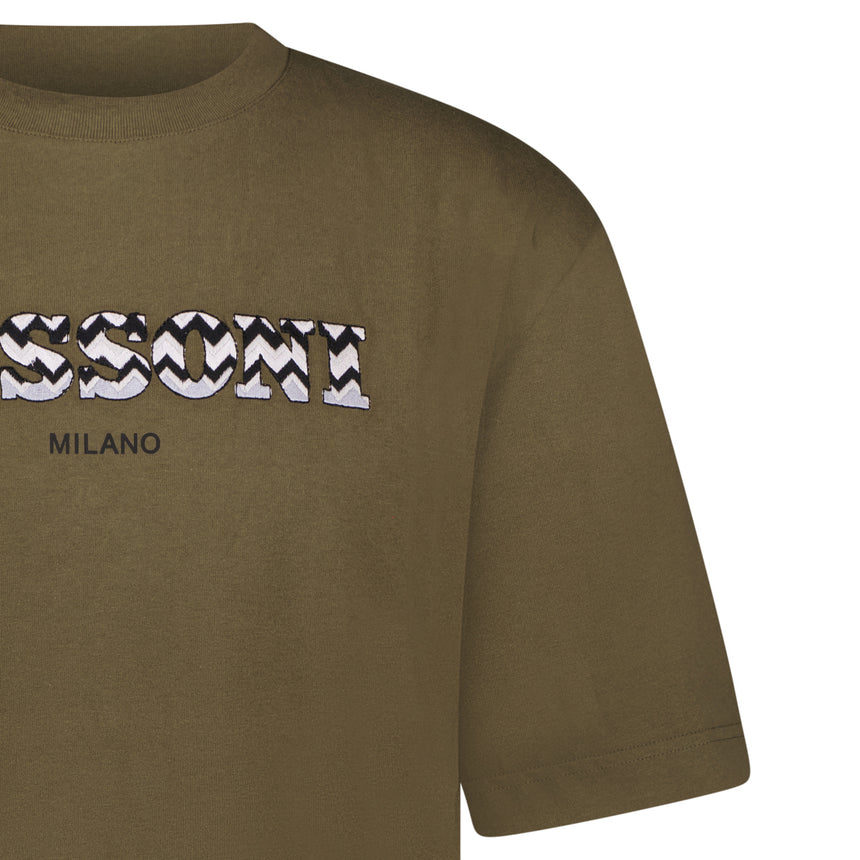 Logo-Stickerei T-Shirt Khaki Grün