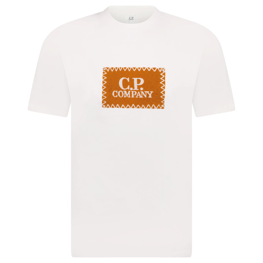 Orange Stitch Logo Print T-Shirt White