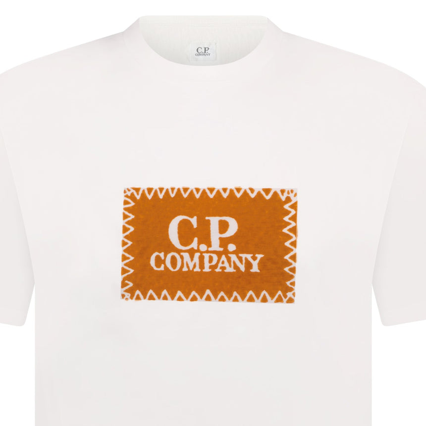 Orange Stitch Logo Print T-Shirt White