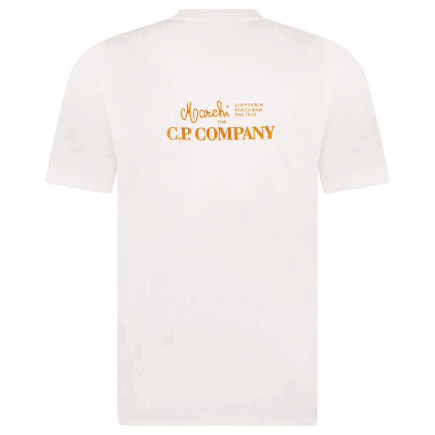Orange Stitch Logo Print T-Shirt White