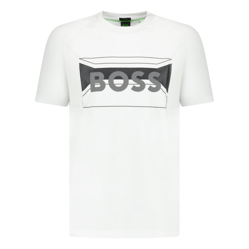 BOSS Cotton - Blend Regular - Fit T - Shirt with Logo Artwork White - Boinclo ltd - Outlet Sale Under Retail