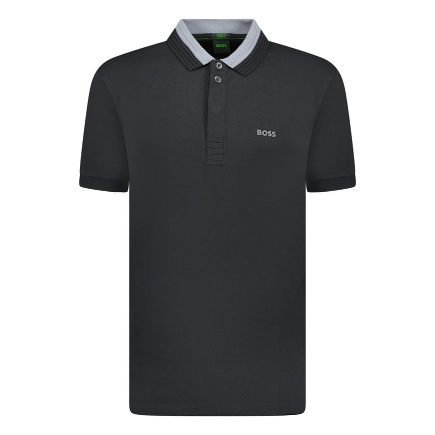 BOSS Stretch - Cotton Polo Shirt with 3D - Stripe Collar black - Boinclo ltd - Outlet Sale Under Retail