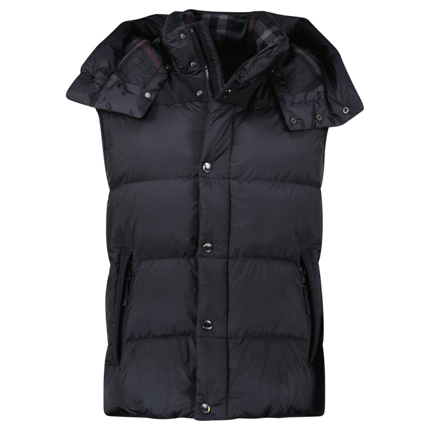 Burberry 'Leeds' Detachable Sleeve Hooded Down Jacket Black