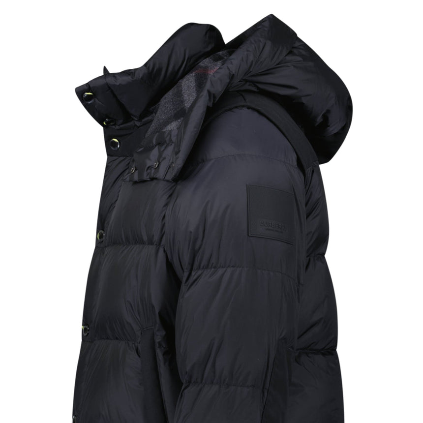 Burberry 'Leeds' Detachable Sleeve Hooded Down Jacket Black