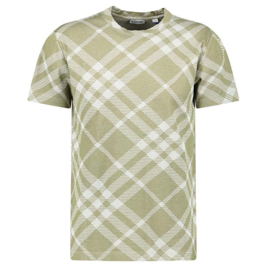 Burberry Check Stretch Cotton Blend T-Shirt in Dark Hunter/White - Boinclo - Outlet Sale Under Retail