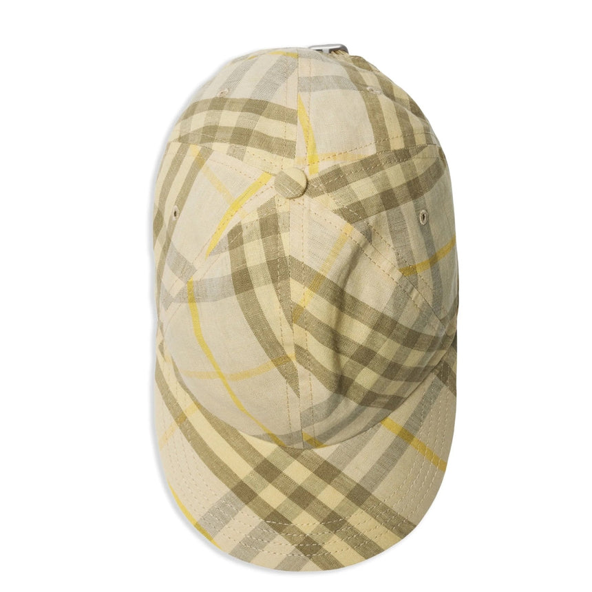 Burberry Checked Linen Cap Wheat Yellow - Boinclo - Outlet Sale Under Retail