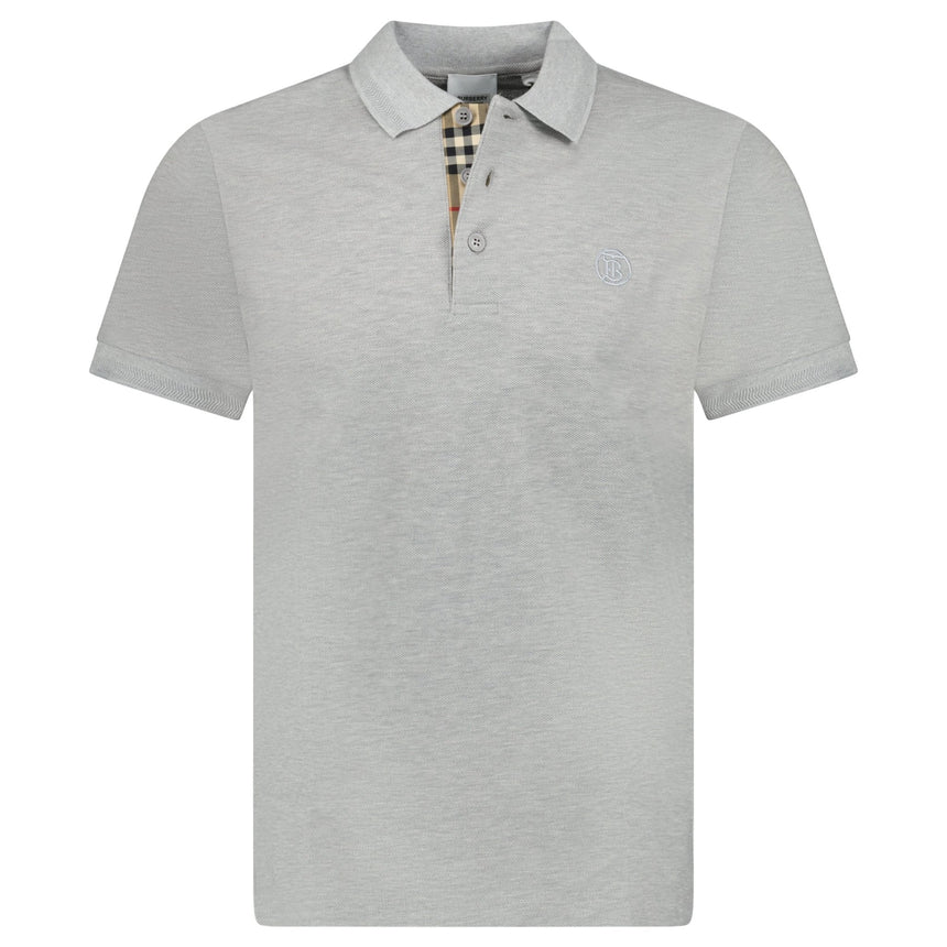 Burberry 'Eddie' TB Check Placket Polo - Shirt Grey - Boinclo - Outlet Sale Under Retail