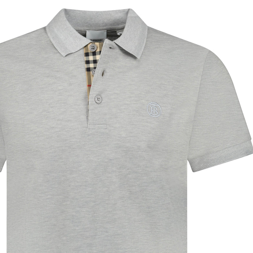 Burberry 'Eddie' TB Check Placket Polo - Shirt Grey - Boinclo - Outlet Sale Under Retail