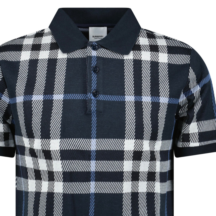 Burberry 'Ferry' Check Cotton Polo Navy - Boinclo - Outlet Sale Under Retail