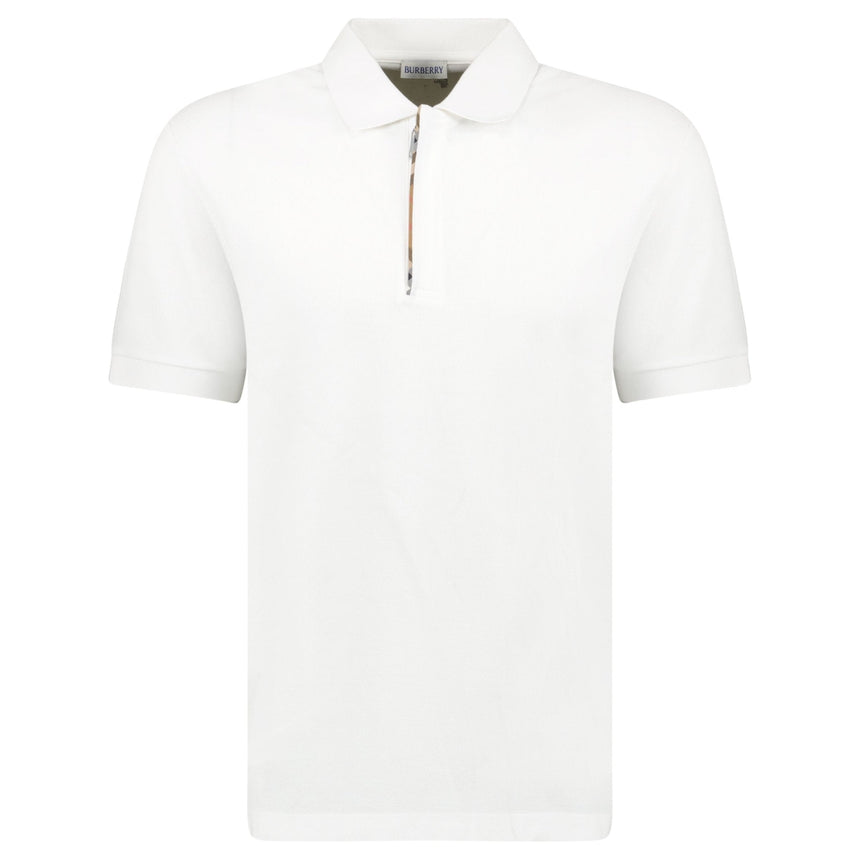 Burberry 'Hartford' Check Placket Zip Polo White - Boinclo - Outlet Sale Under Retail