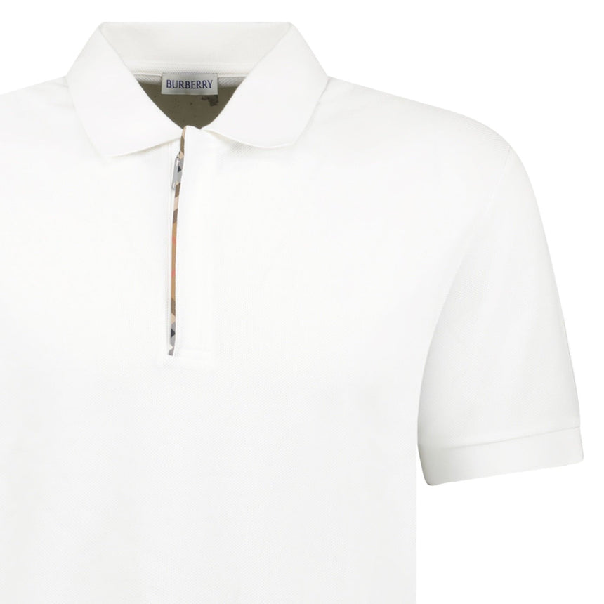 Burberry 'Hartford' Check Placket Zip Polo White - Boinclo - Outlet Sale Under Retail