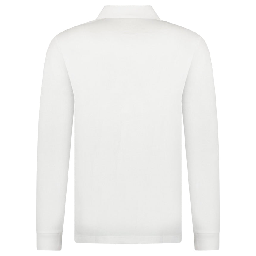 Burberry 'Hartford' Long Sleeved Check Placket Polo - Shirt White - Boinclo - Outlet Sale Under Retail