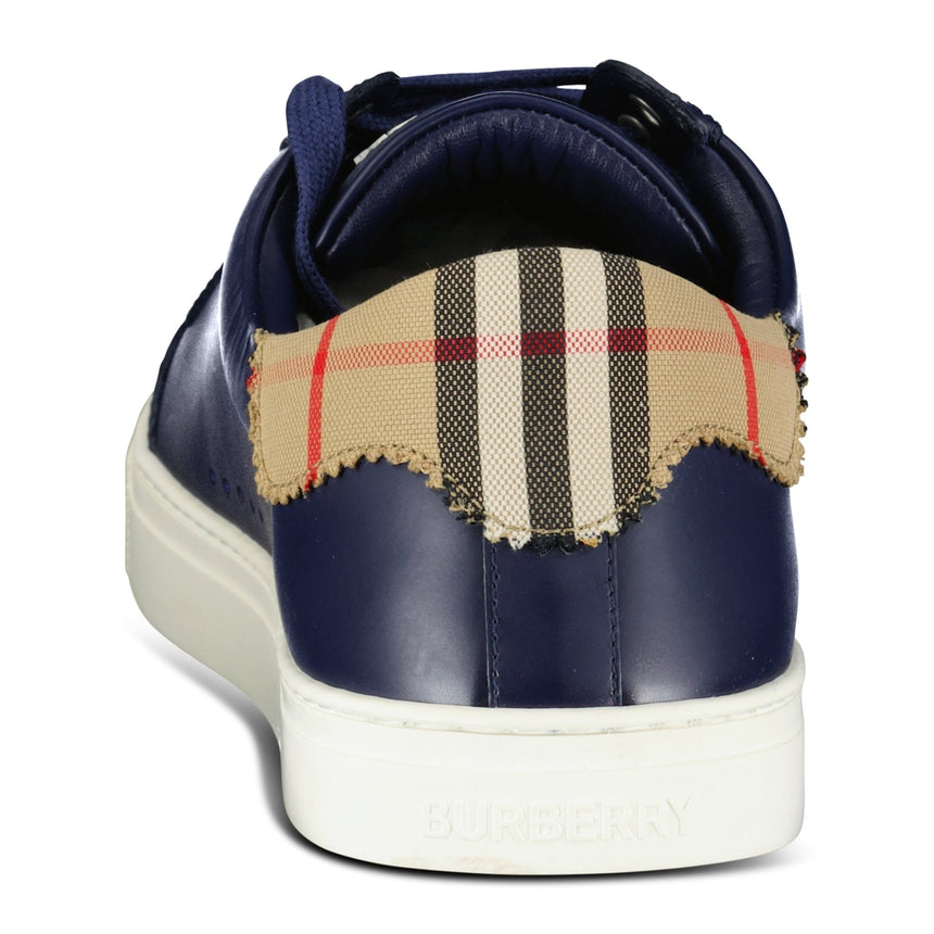 Burberry Robin Leather Check Heel Trainers Navy - Boinclo - Outlet Sale Under Retail
