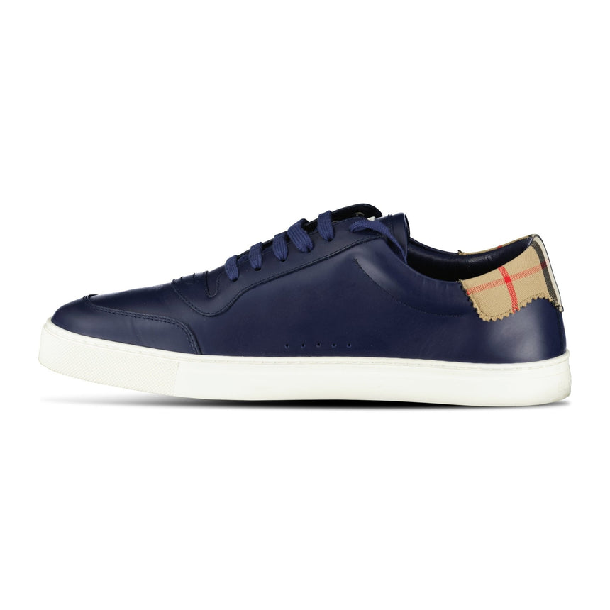 Burberry Robin Leather Check Heel Trainers Navy - Boinclo - Outlet Sale Under Retail