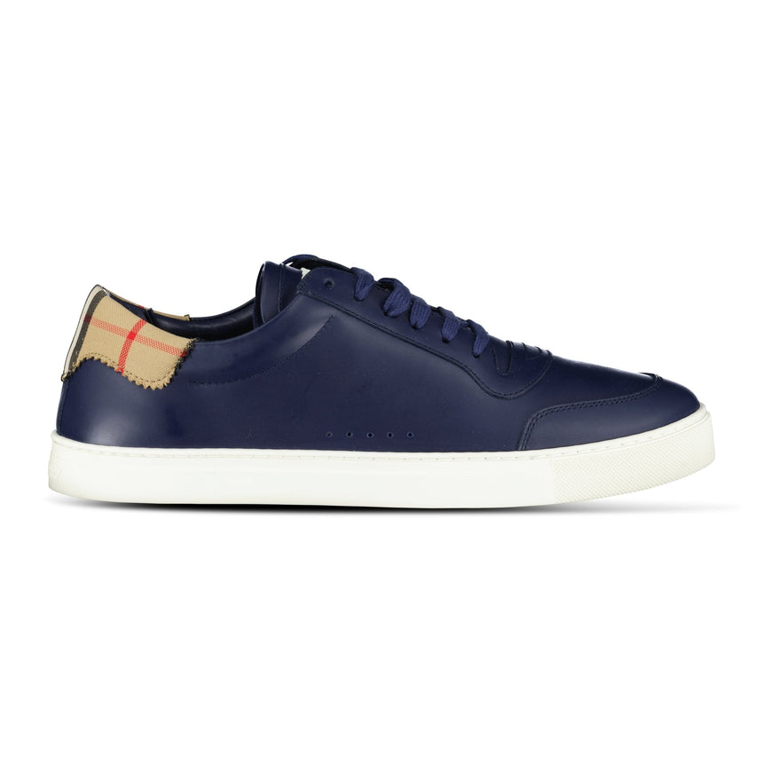 Burberry Robin Leather Check Heel Trainers Navy - Boinclo - Outlet Sale Under Retail