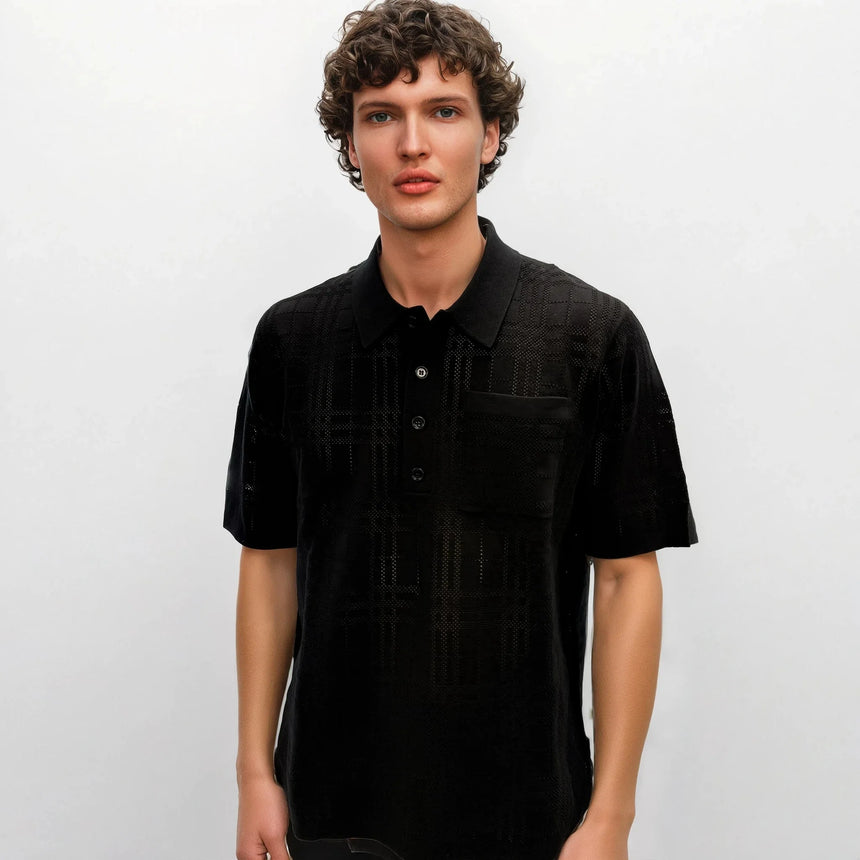 Burberry Tristam Check Knitted Polo Black - Boinclo - Outlet Sale Under Retail