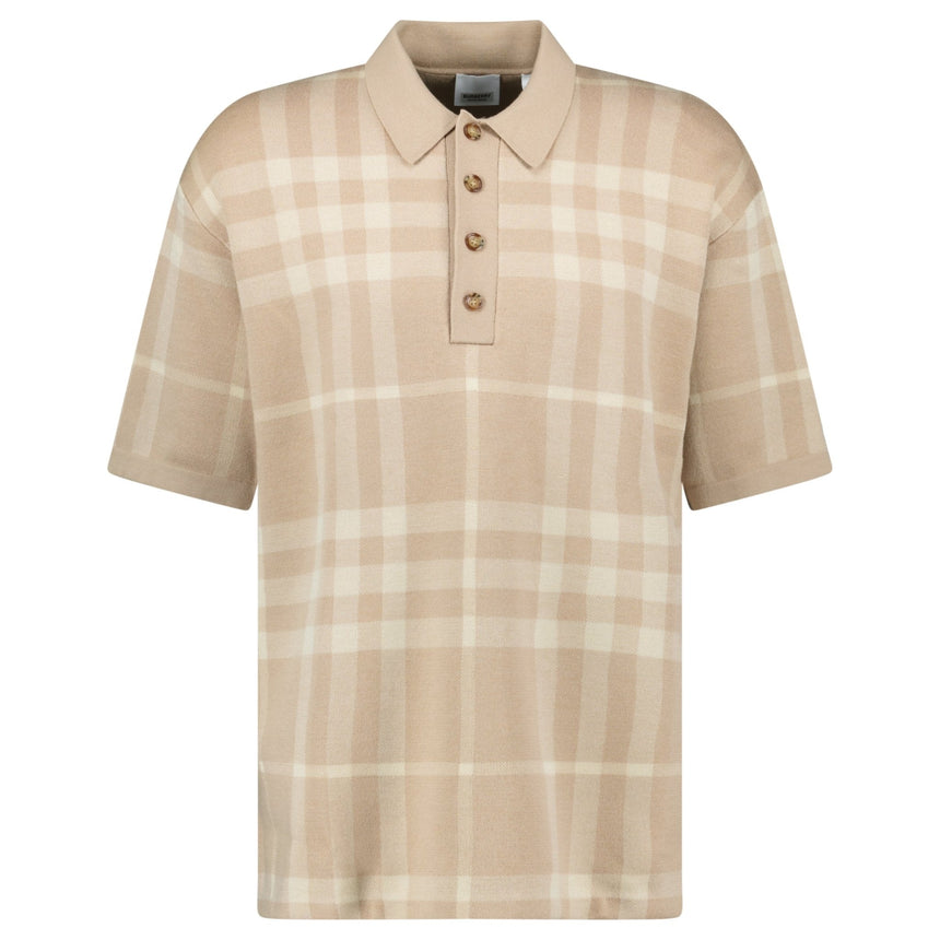 Burberry 'Wellman' Check Wool Polo Soft Fawn - Boinclo - Outlet Sale Under Retail