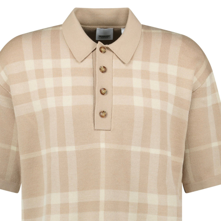 Burberry 'Wellman' Check Wool Polo Soft Fawn - Boinclo - Outlet Sale Under Retail