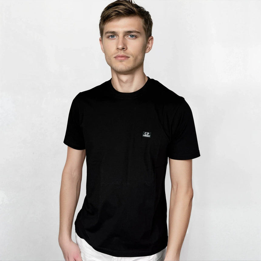 CP Company 70/2 Mercerised Jersey Logo Patch T-Shirt in Black - Boinclo - Outlet Sale Under Retail