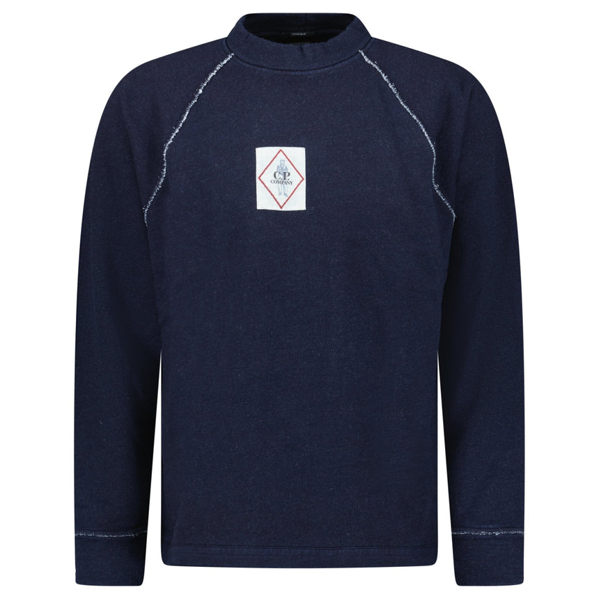 CP Company Denim Indigo Fleece Vanisé Logo Sweatshirt - Boinclo - Outlet Sale Under Retail
