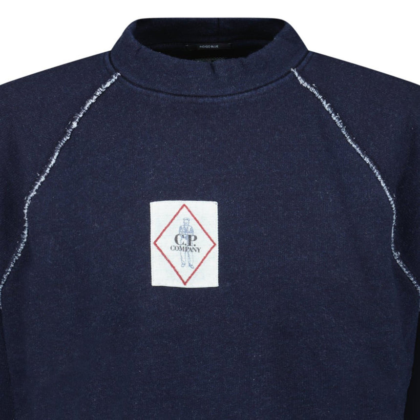 CP Company Denim Indigo Fleece Vanisé Logo Sweatshirt - Boinclo - Outlet Sale Under Retail