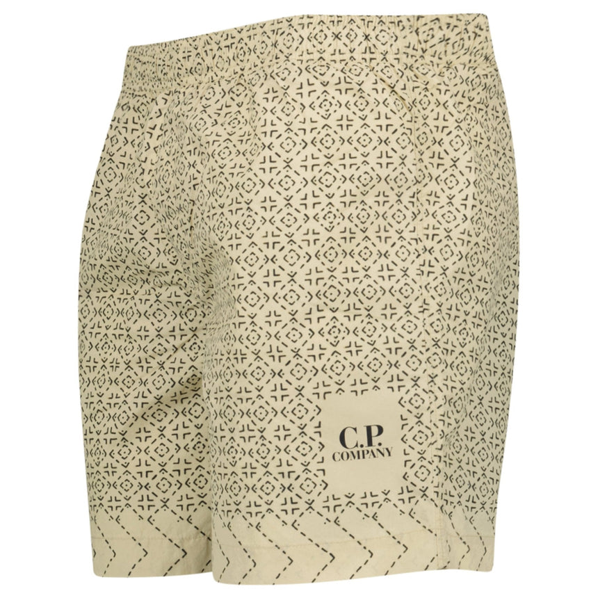 CP Company Print Baja Print Flatt Nylon Logo Swim Shorts Beige - Boinclo - Outlet Sale Under Retail