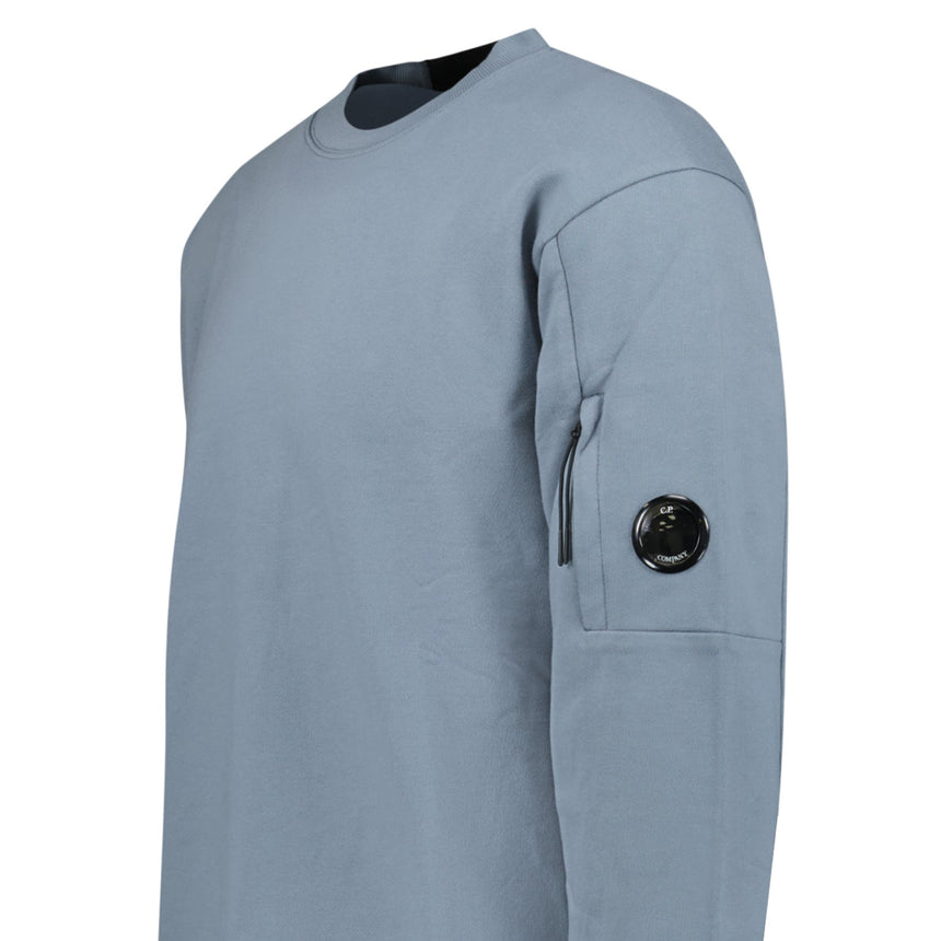 CP Company Stormy Blue Diagonal Raised Fleece Crewneck Lens Sweatshirt - Boinclo - Outlet Sale Under Retail