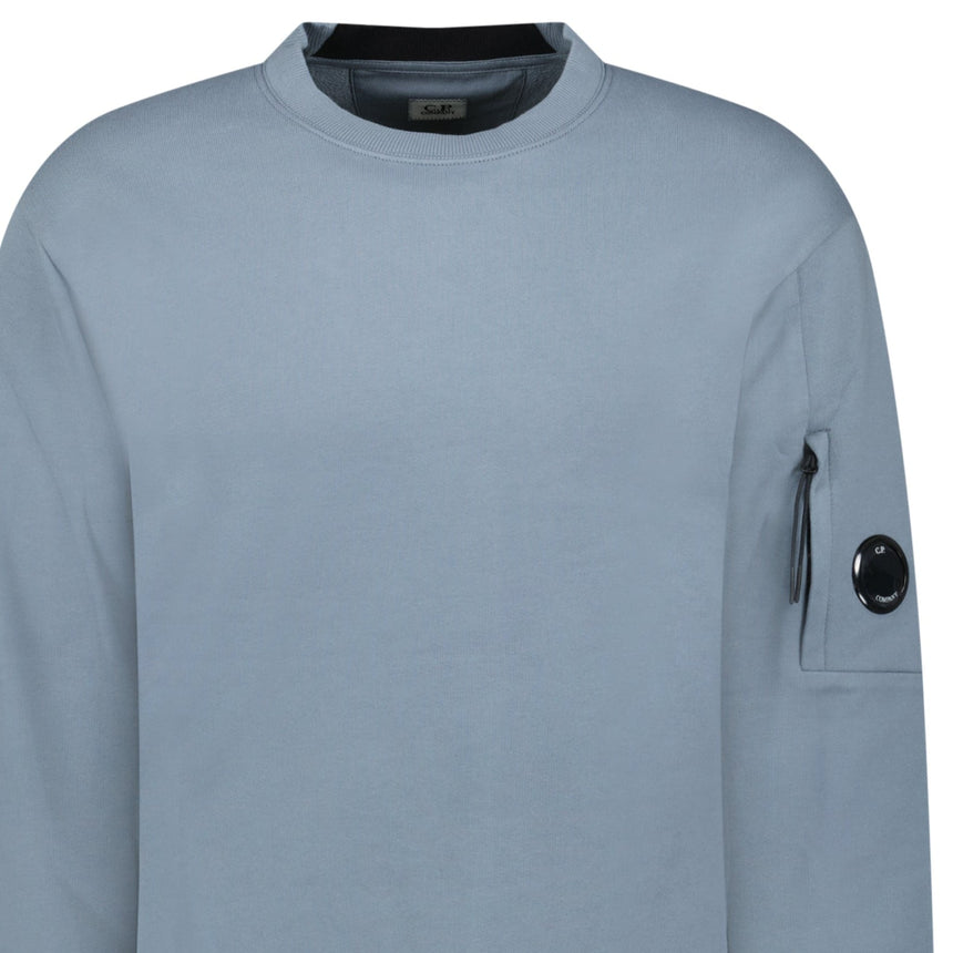 CP Company Stormy Blue Diagonal Raised Fleece Crewneck Lens Sweatshirt - Boinclo - Outlet Sale Under Retail