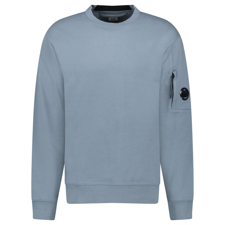 CP Company Stormy Blue Diagonal Raised Fleece Crewneck Lens Sweatshirt - Boinclo - Outlet Sale Under Retail
