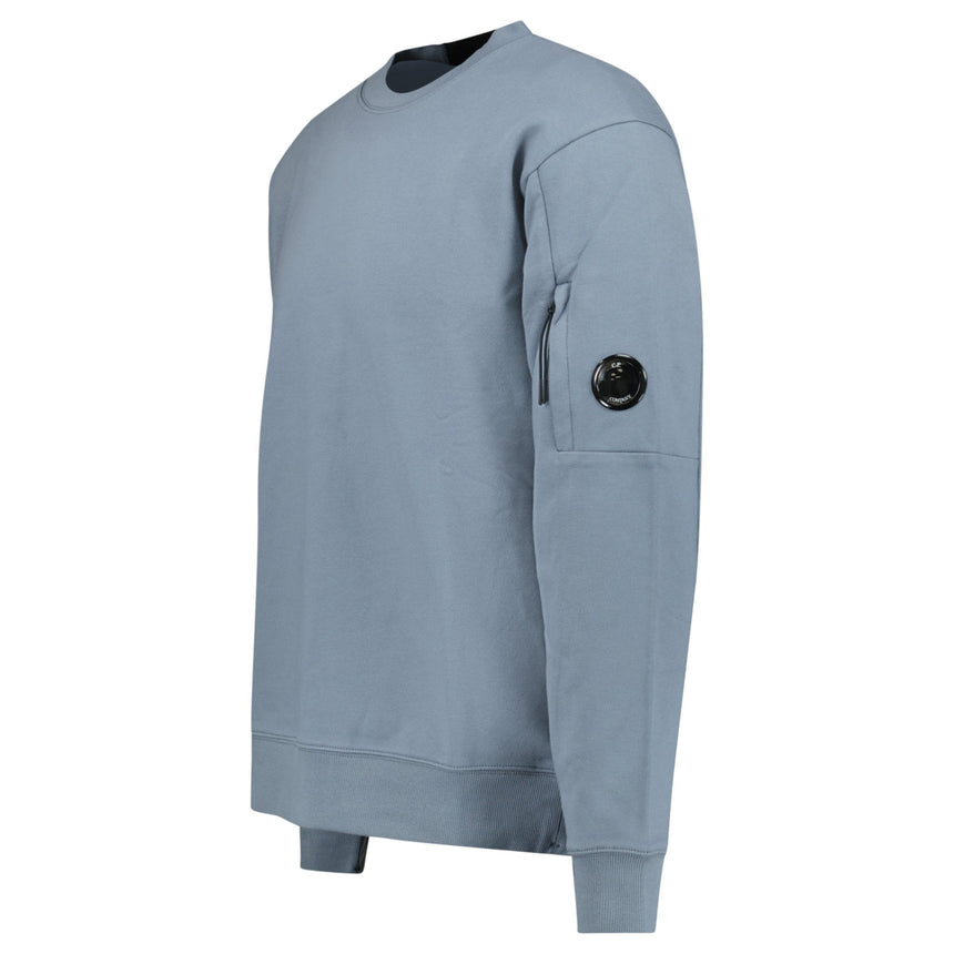 CP Company Stormy Blue Diagonal Raised Fleece Crewneck Lens Sweatshirt - Boinclo - Outlet Sale Under Retail