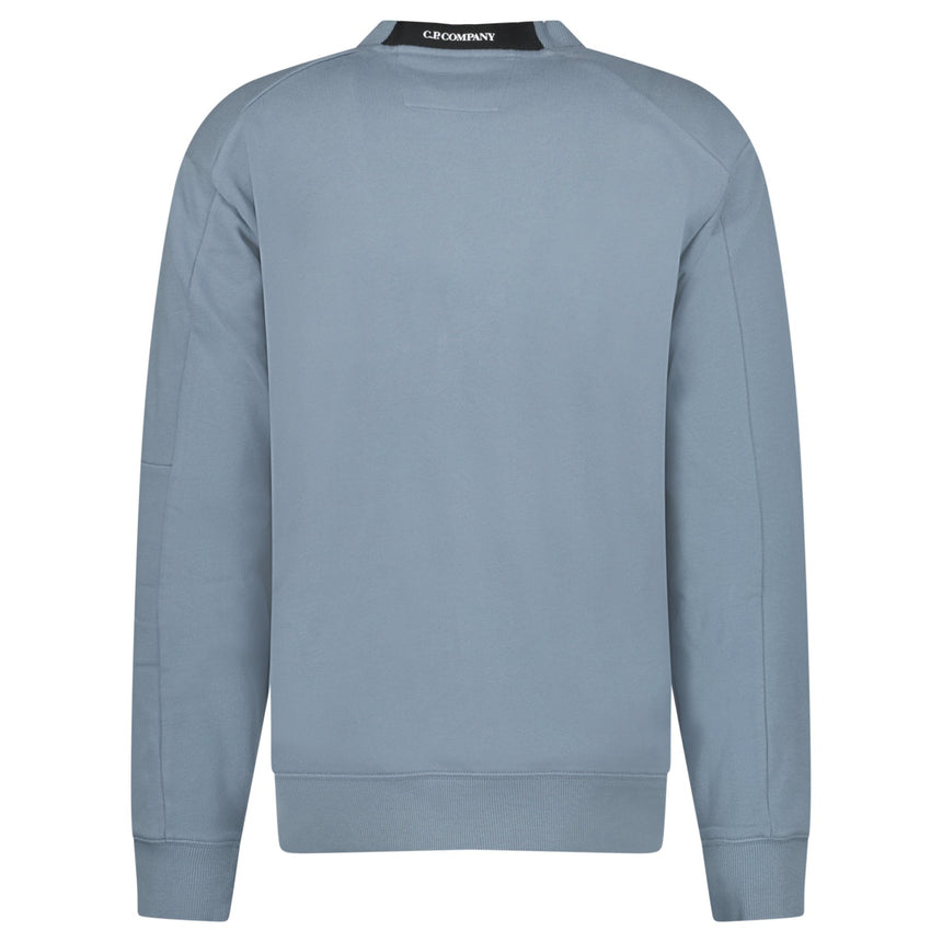 CP Company Stormy Blue Diagonal Raised Fleece Crewneck Lens Sweatshirt - Boinclo - Outlet Sale Under Retail
