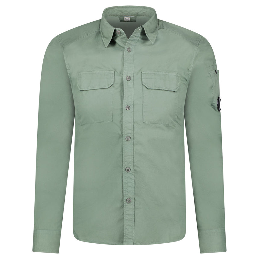 'Gabardine' Cotton Overshirt Green