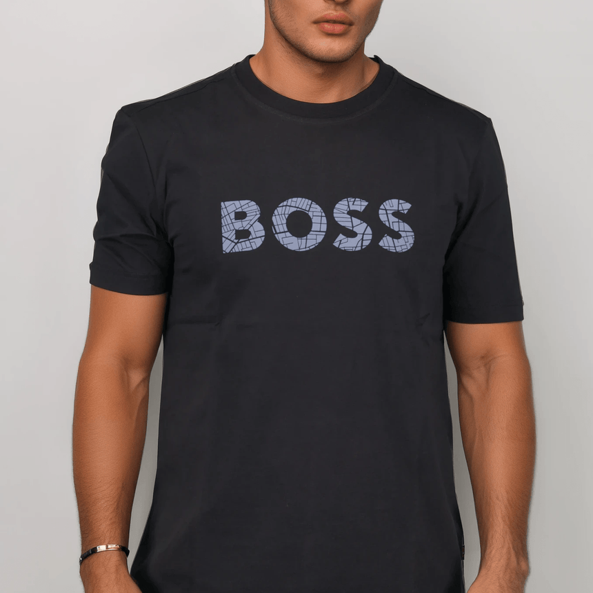 Hugo Boss Blue Rubberised Logo T-Shirt Navy - Boinclo - Outlet Sale Under Retail