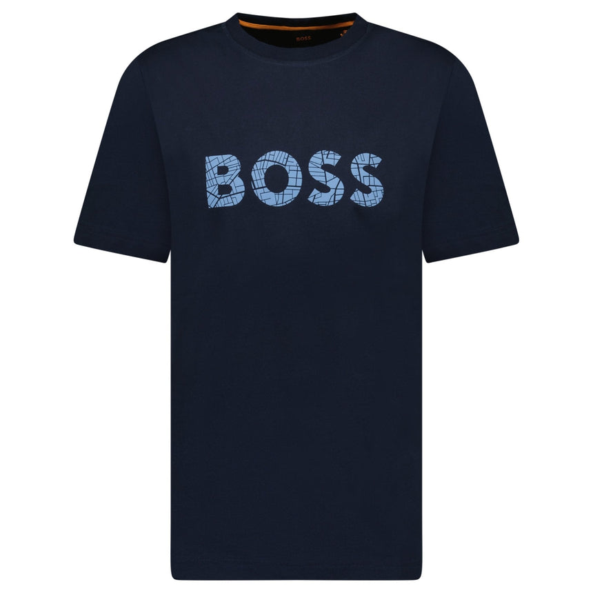 Hugo Boss Blue Rubberised Logo T-Shirt Navy - Boinclo - Outlet Sale Under Retail