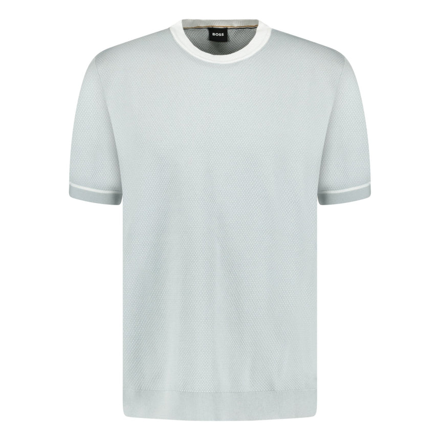 Hugo Boss Grosso Knit T Shirt Pastel Grey - Boinclo ltd - Outlet Sale Under Retail