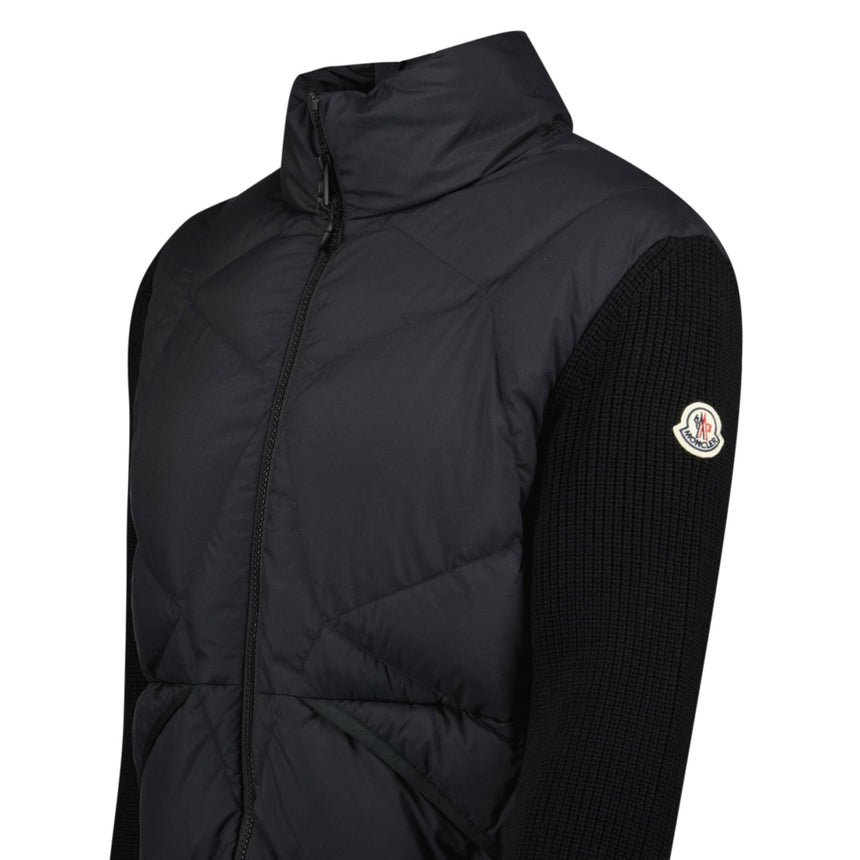 Moncler Panelled Padded Cardigan in Black - Boinclo - Outlet Sale Under Retail
