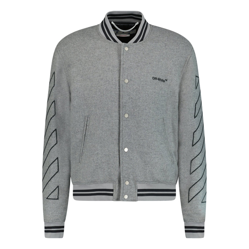 OFF - WHITE Diagonal Outline Varsity Jacket Grey - Boinclo ltd - Outlet Sale Under Retail