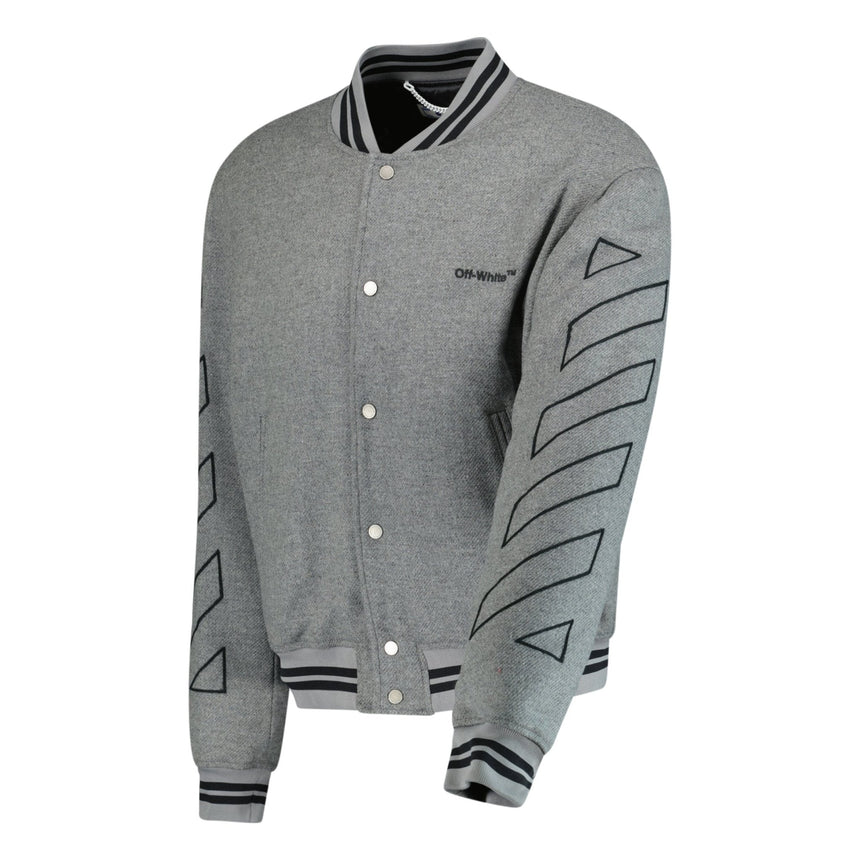 OFF - WHITE Diagonal Outline Varsity Jacket Grey - Boinclo ltd - Outlet Sale Under Retail