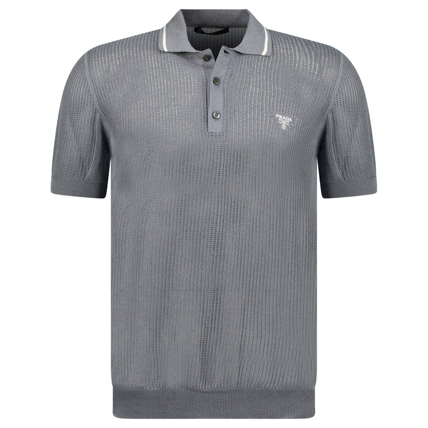 Prada Knit Short Sleeve Polo Shirt in Grey - Boinclo - Outlet Sale Under Retail