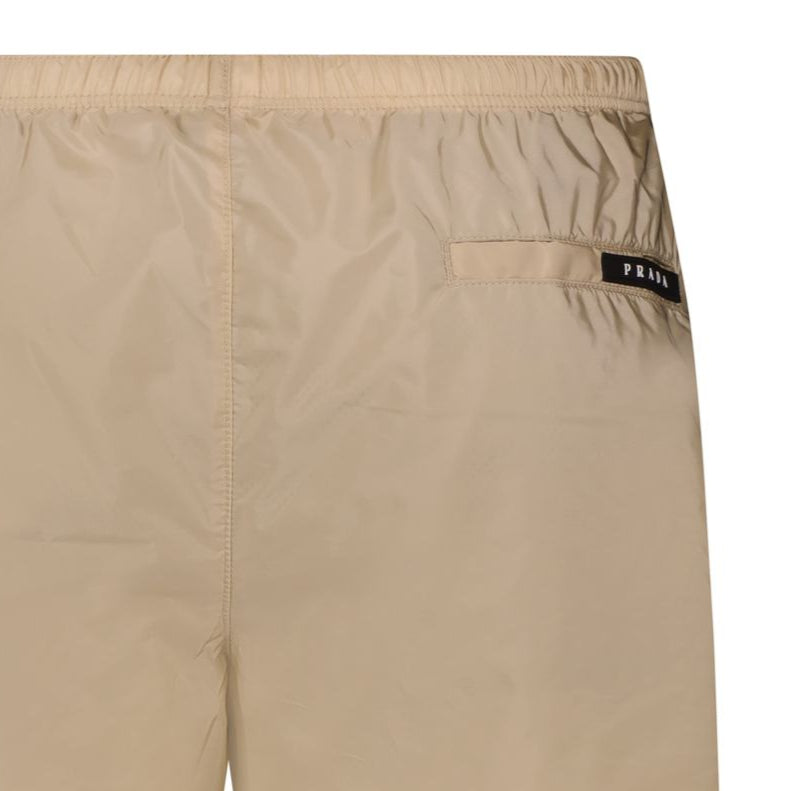 Black Rubber Logo Swim Shorts Beige