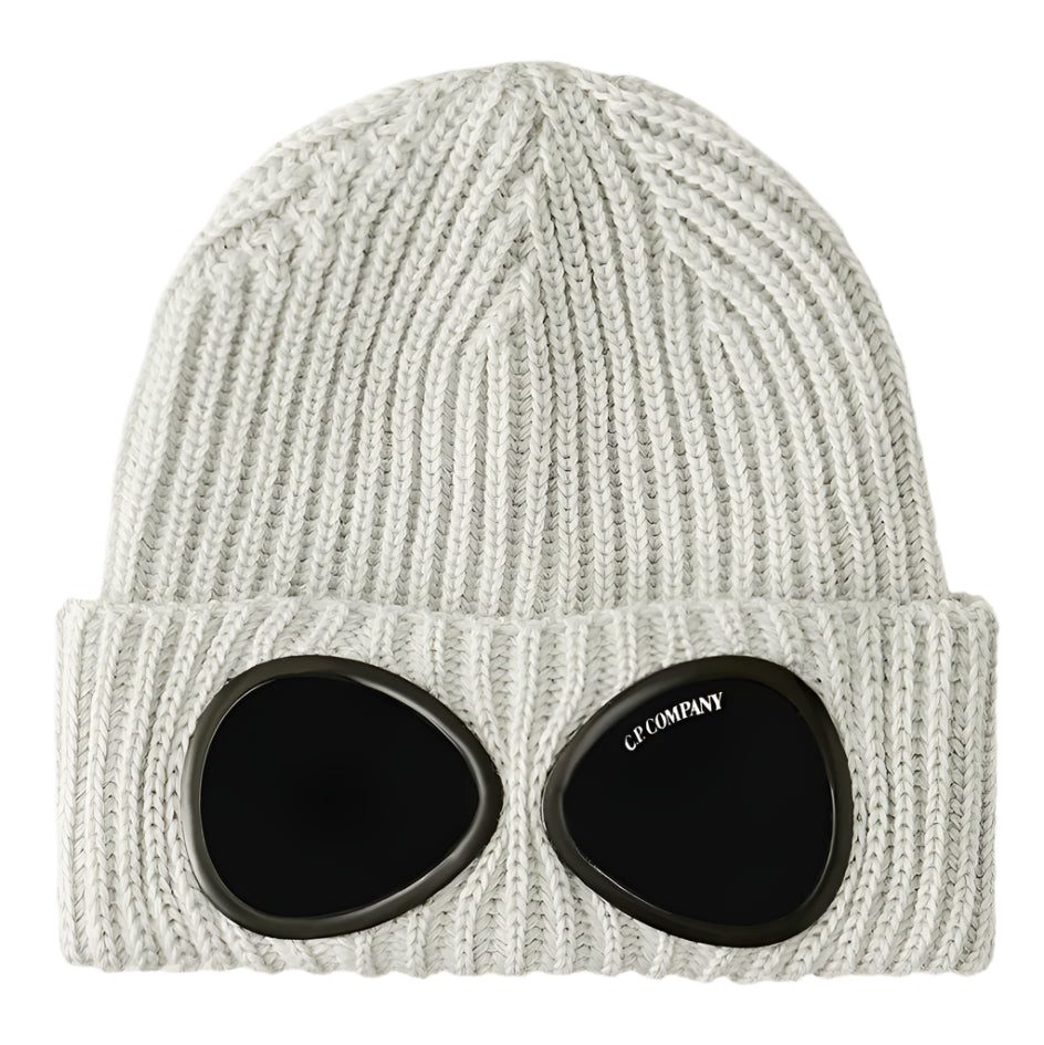 Color variation of Goggle Beanie Hat in Extra Fine Merino Wool Moon Melange Grey