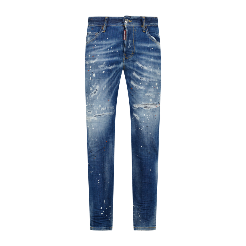 DSquared2 'Skinny Dan ' Paint Splatter Jeans Blue - Boinclo ltd - Outlet Sale Under Retail