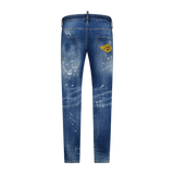 DSquared2 'Skinny Dan ' Paint Splatter Jeans Blue - Boinclo ltd - Outlet Sale Under Retail