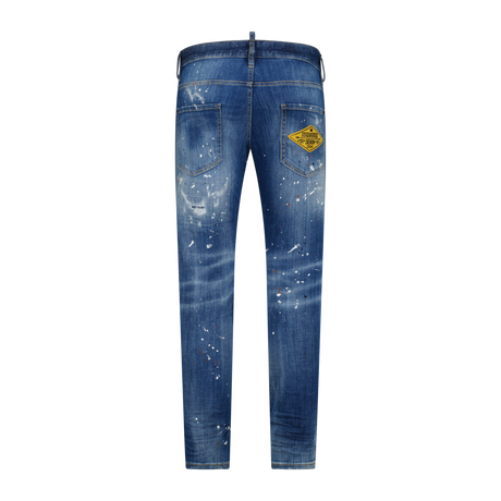 DSquared2 'Skinny Dan ' Paint Splatter Jeans Blue - Boinclo ltd - Outlet Sale Under Retail