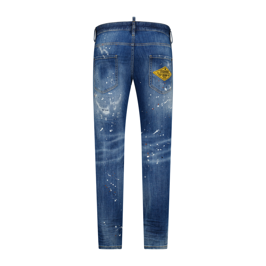 DSquared2 'Skinny Dan ' Paint Splatter Jeans Blue - Boinclo ltd - Outlet Sale Under Retail