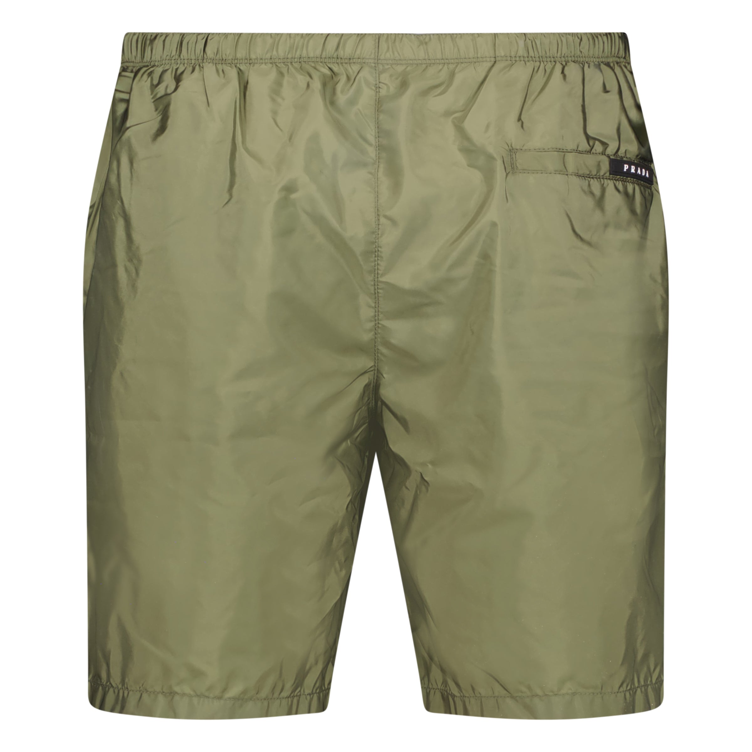 Color variation of Black Rubber Logo Swim Shorts Military Green